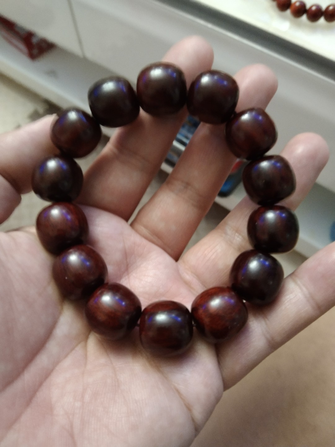 上等精品血檀枣珠手串太美了