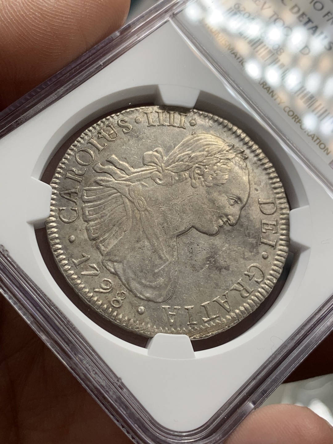 《竞宝斋》第39，40场-本周日，周一2场连拍（全场顺丰包邮） NGC-UNCD  1798  西属墨西哥 卡洛斯四世    8里亚尔  早期年份 原味原光  