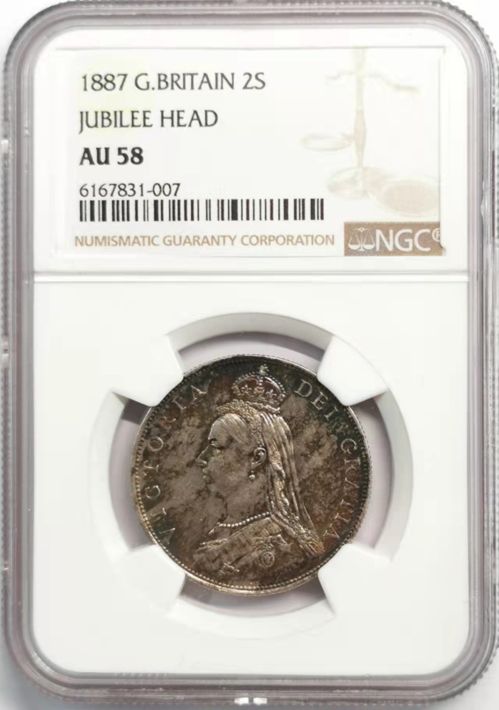 凡希社世界钱币微拍第一百九十二期 1887英国老维高冠2先令NGC-AU58