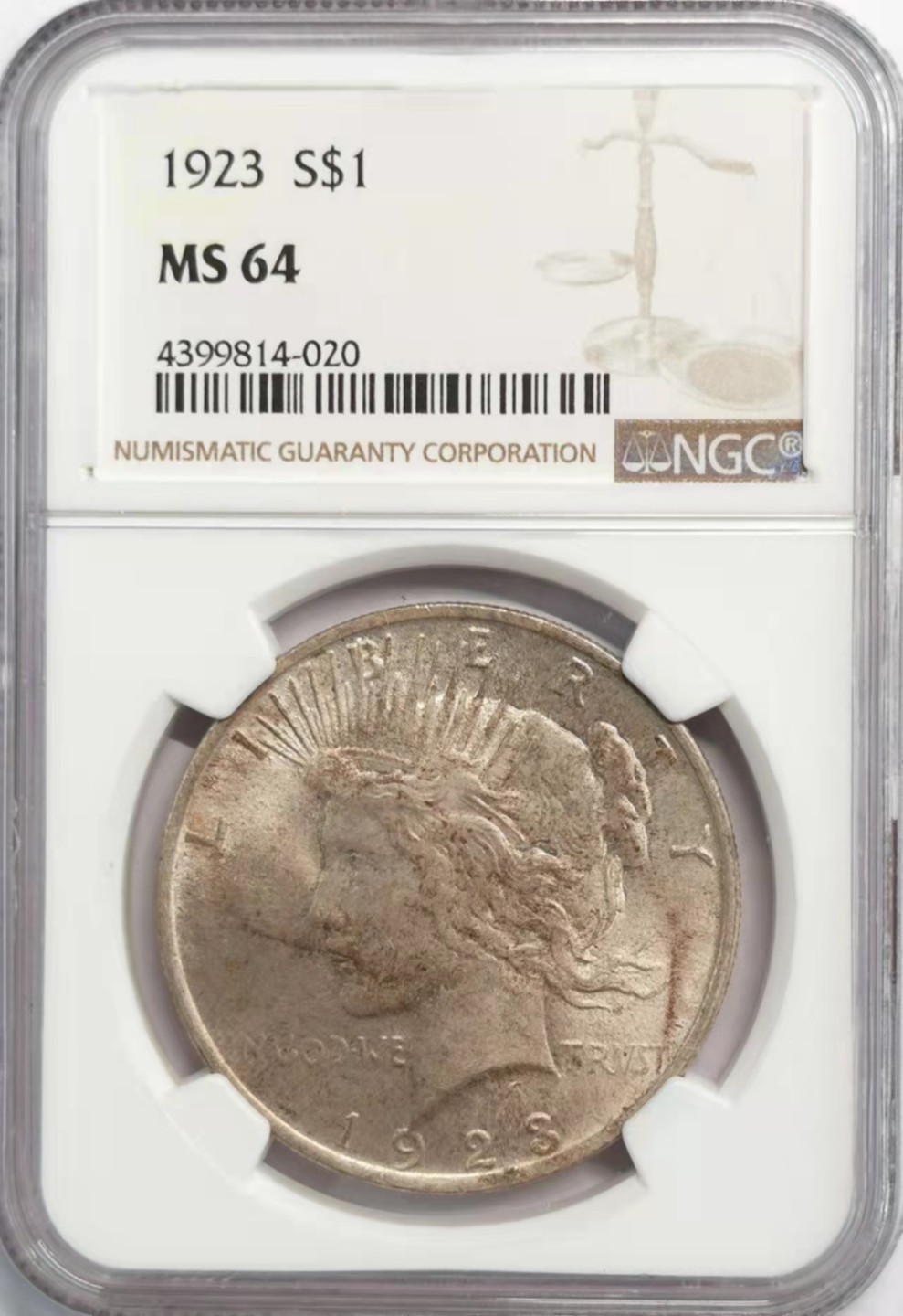 凡希社世界钱币微拍第一百九十二期 1923美国和平壹元NGC-MS64