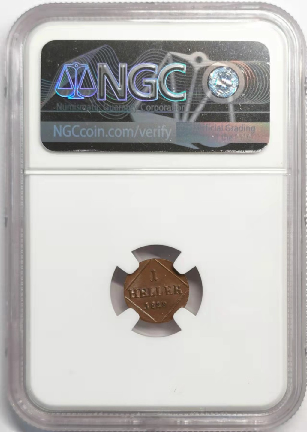 凡希社世界钱币微拍第一百九十二期 1829巴伐利亚HELLER铜币NGC-MS64