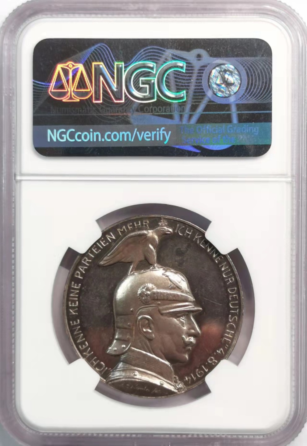 凡希社世界钱币微拍第一百九十二期 1914普奥元首双面人像纪念银章NGC-MS63少见品种！