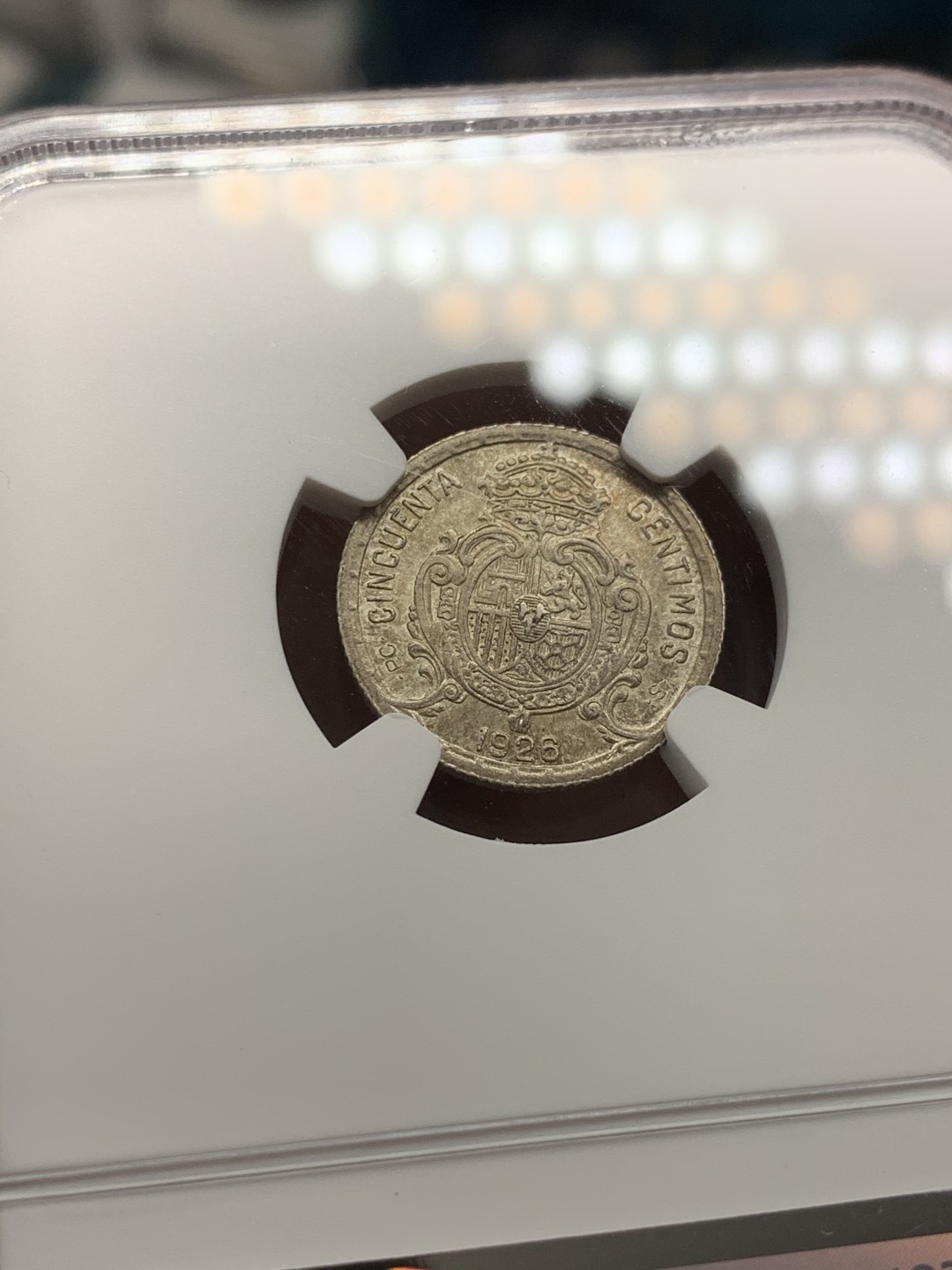 《竞宝斋》第39，40场-本周日，周一2场连拍（全场顺丰包邮） NGC MS63 西班牙 1926年 阿方索十三世 50分 银币