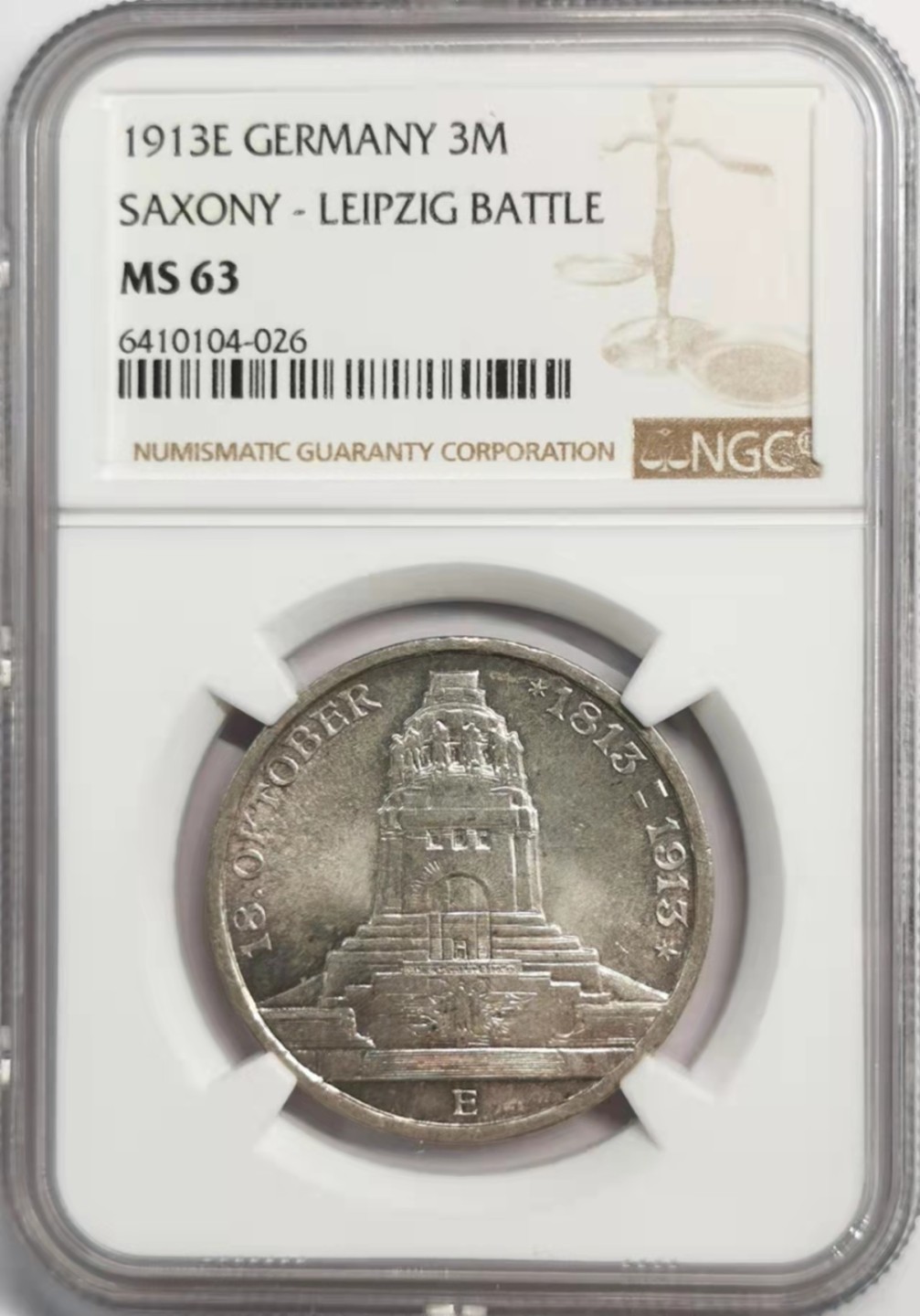 凡希社世界钱币微拍第一百九十二期 1913萨克森3马克银币NGC-MS63