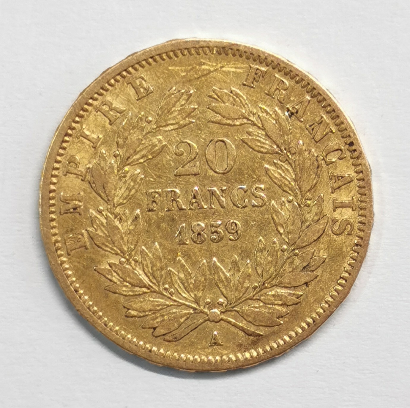 凡希社世界钱币微拍第一百九十二期 1859法国20法郎金币 美品 6.45g 900金