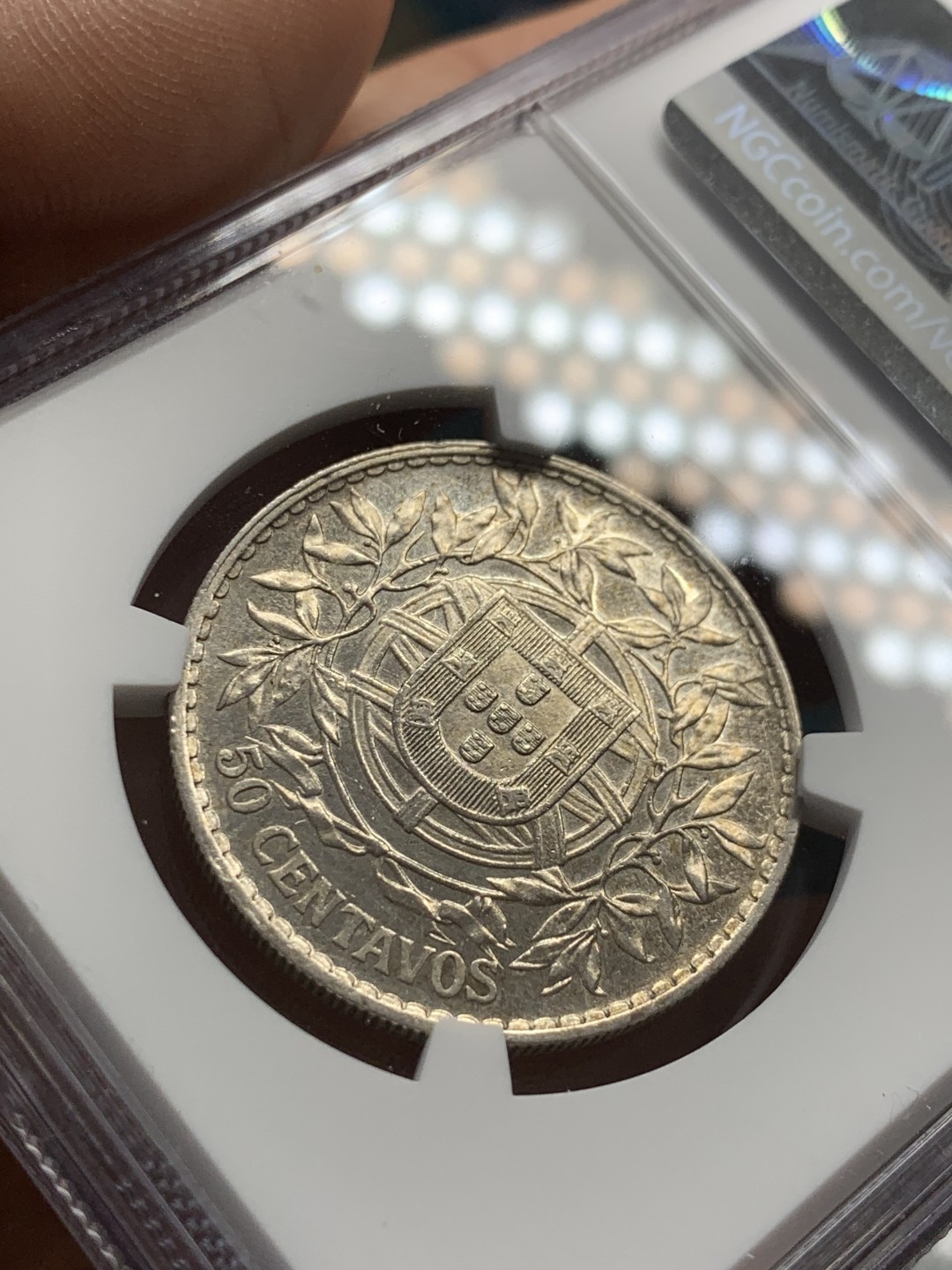 《竞宝斋》第39，40场-本周日，周一2场连拍（全场顺丰包邮） NGC 评级 1916年 葡萄牙女神 50C 半元型 银币