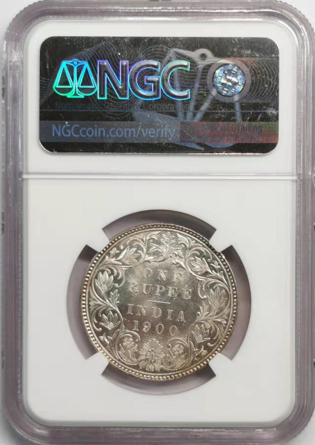 凡希社世界钱币微拍第一百九十二期 1900B英属印度小维卢比NGC-MS62