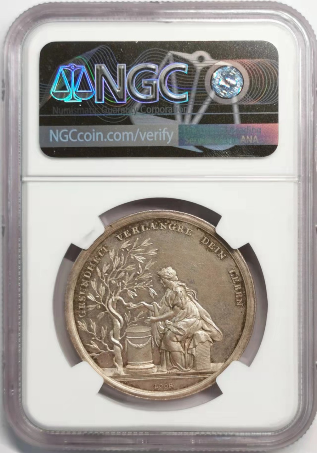 凡希社世界钱币微拍第一百九十二期 十八世纪德国医学纪念银章NGC-MS63 LOOS作品！