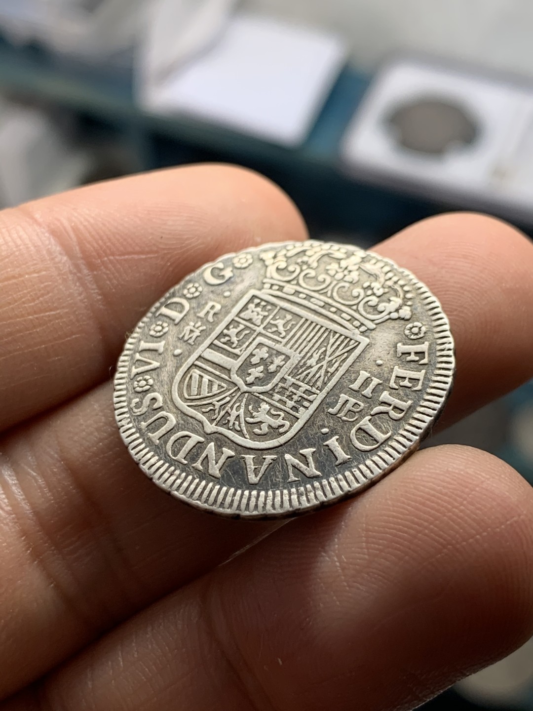 《竞宝斋》第39，40场-本周日，周一2场连拍（全场顺丰包邮） 西班牙 本土 费六马德里厂 JB版2R 银币 5.9克