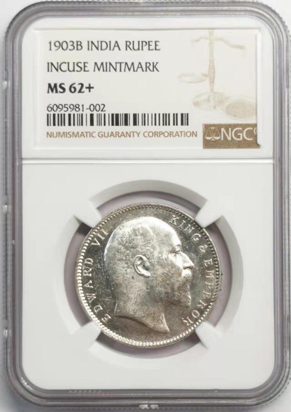 凡希社世界钱币微拍第一百九十二期 1903B英属印度爱七卢比NGC-MS62+