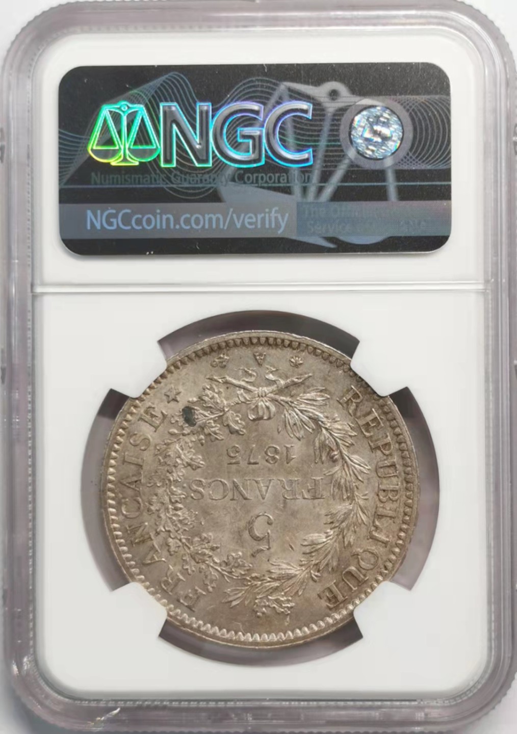 凡希社世界钱币微拍第一百九十二期 1873A法国大力神赫拉克勒斯5法郎NGC-MS63