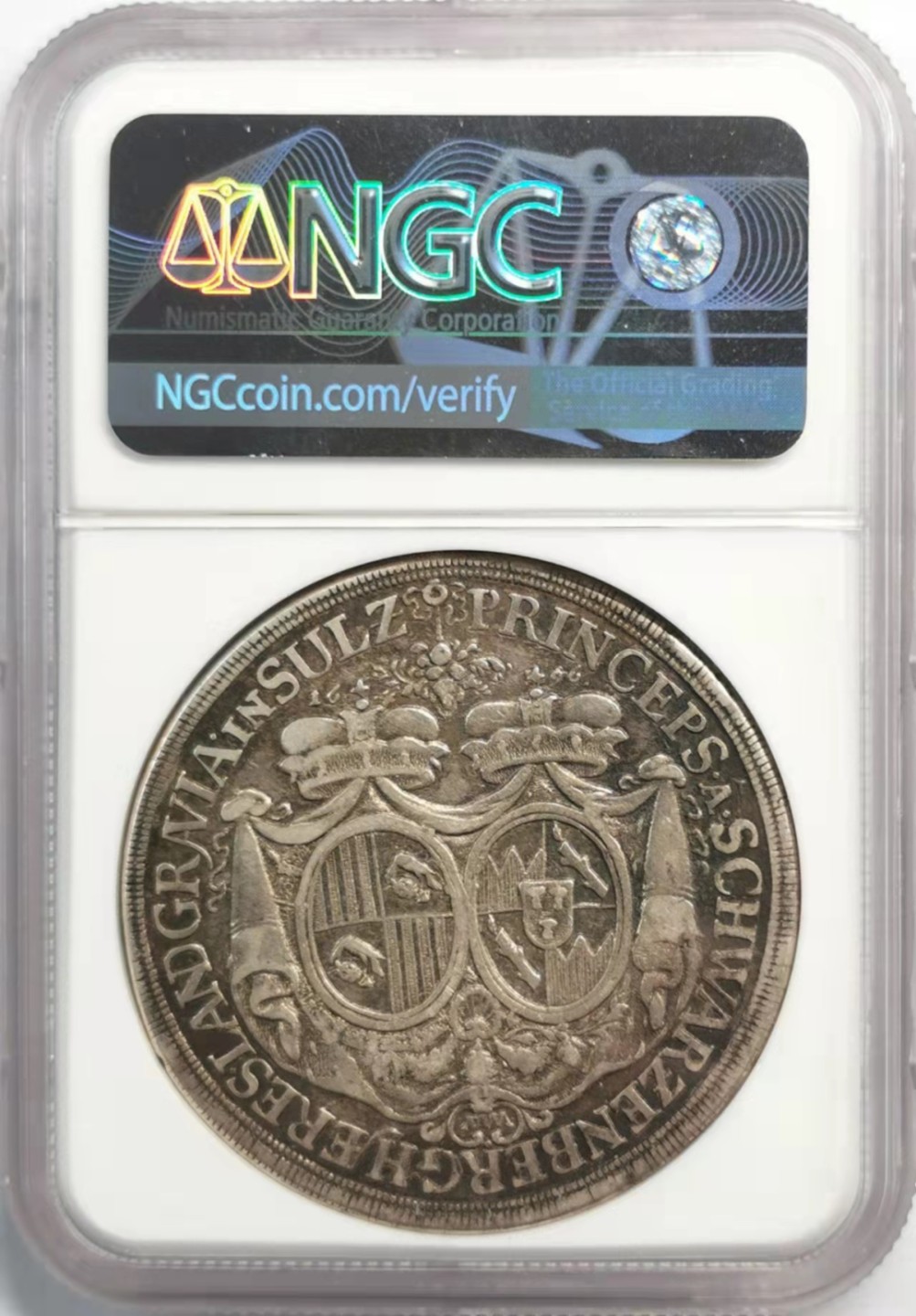 凡希社世界钱币微拍第一百九十二期 荐！1696施瓦岑贝格泰勒大银NGC-XF45原味品！