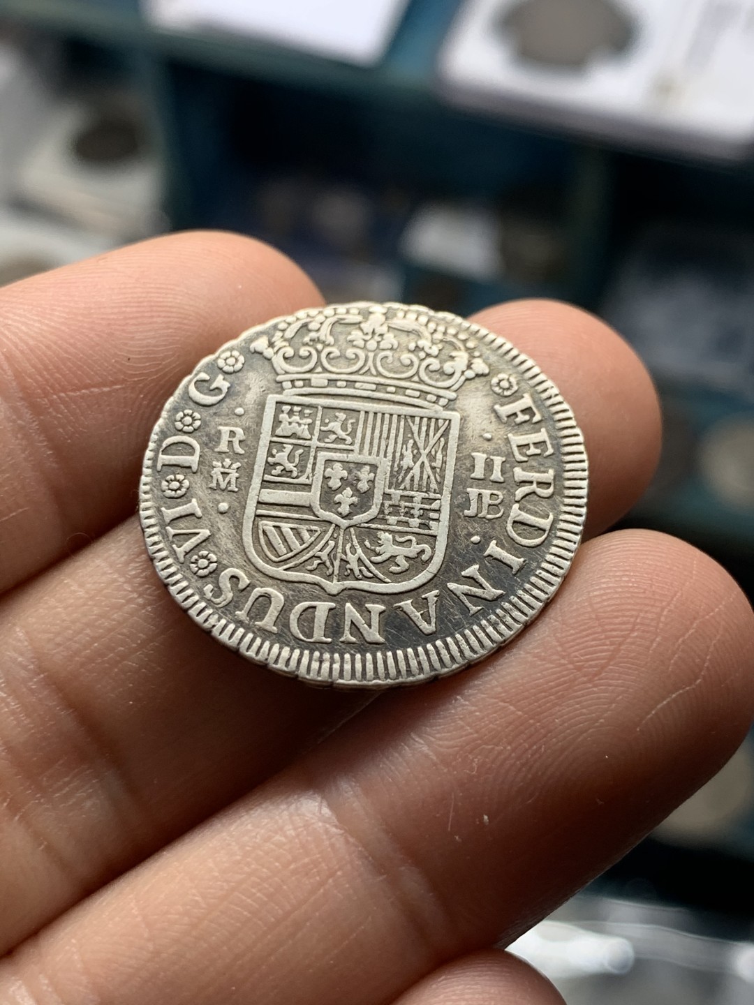 《竞宝斋》第39，40场-本周日，周一2场连拍（全场顺丰包邮） 西班牙 本土 费六马德里厂 JB版2R 银币 5.9克