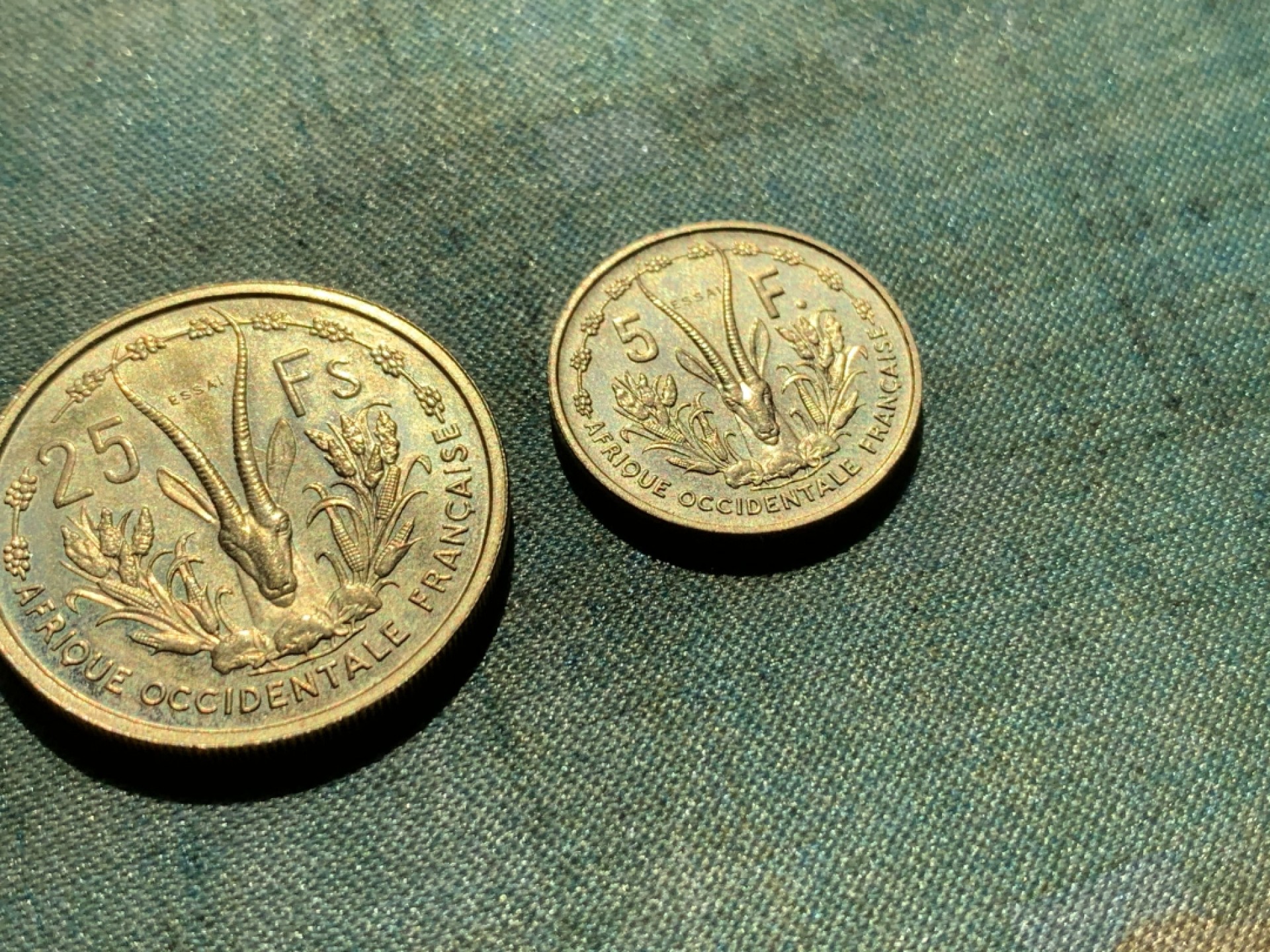 《竞宝斋》第39，40场-本周日，周一2场连拍（全场顺丰包邮） 1956年法属西非样币3枚