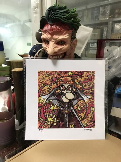 零元拍：歪歪亲笔签名 OWSON系列限量插画复制画《鬼灭之刃》，尺寸约22/22厘米，拍品不含镜框 - 零元拍：歪歪亲笔签名 OWSON系列限量插画复制画《鬼灭之刃》，尺寸约22/22厘米，拍品不含镜框