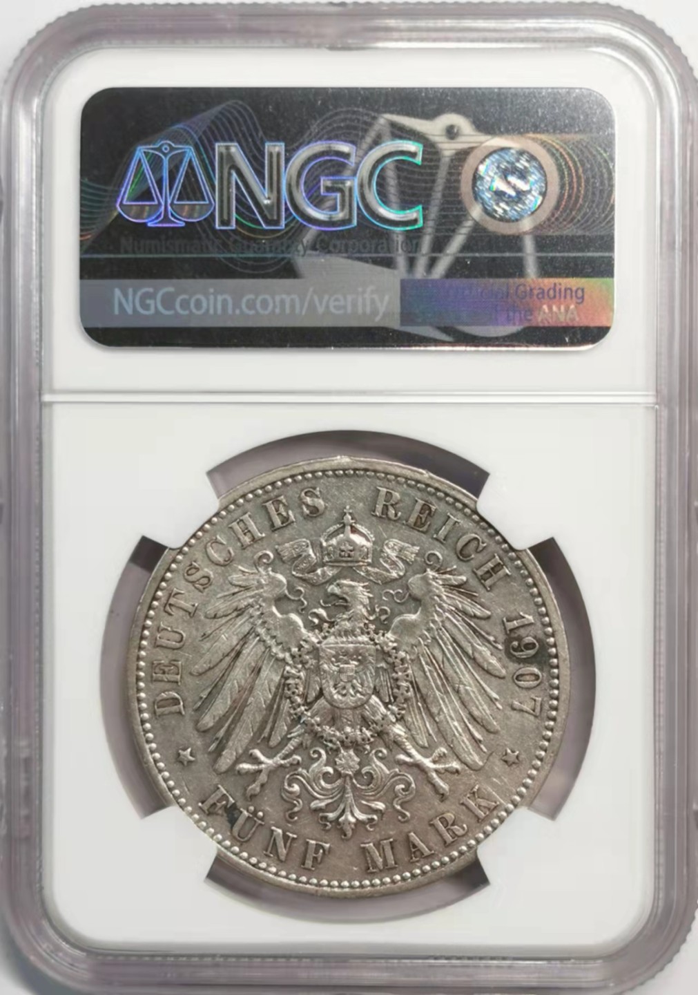 凡希社世界钱币微拍第一百九十二期 1907萨克森5马克大银NGC-AU53