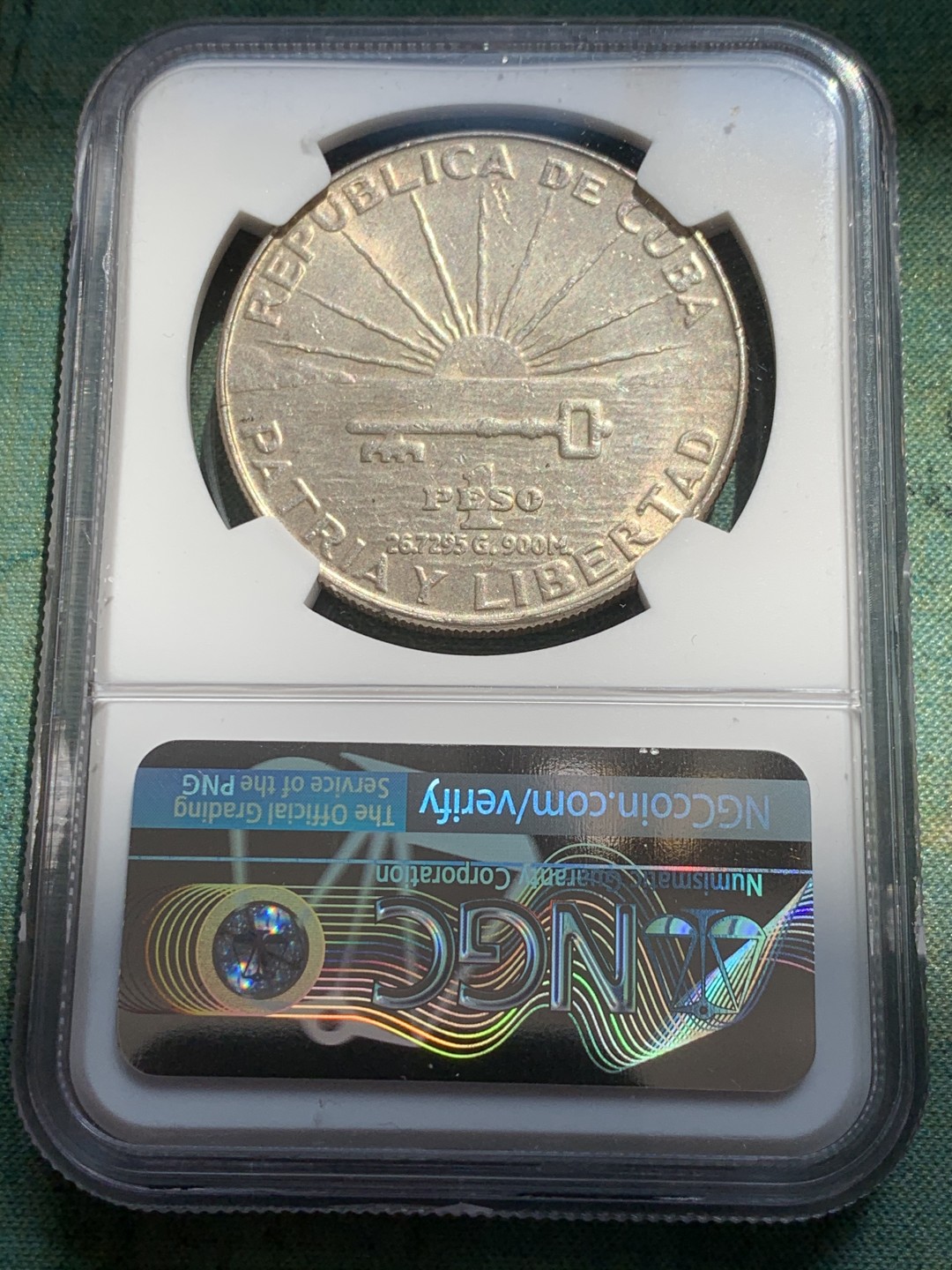 《竞宝斋》第39，40场-本周日，周一2场连拍（全场顺丰包邮） NGC-MS61 古巴 1953年 何塞马丁百年纪念 1比索 原光银币 热门品种