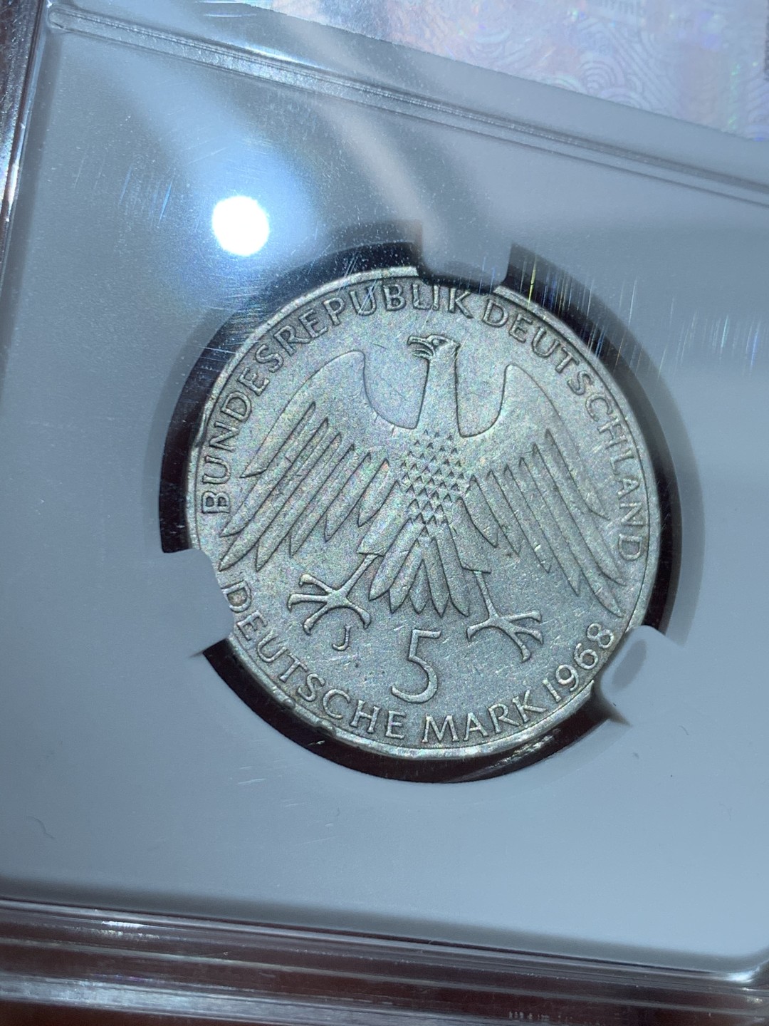 《竞宝斋》第39，40场-本周日，周一2场连拍（全场顺丰包邮） （德国 5马克银币一对）1968年克弗里德里希5马银币一枚，1977年克莱斯特纪念5马克银币一枚