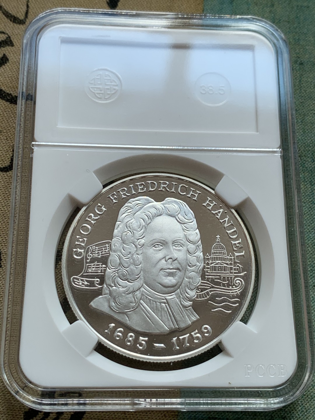 《竞宝斋》第39，40场-本周日，周一2场连拍（全场顺丰包邮） PROOF 31.47克 925银 1998年 安道尔大银币音乐家克劳迪娅蒙特威尔第 10D纪念银币