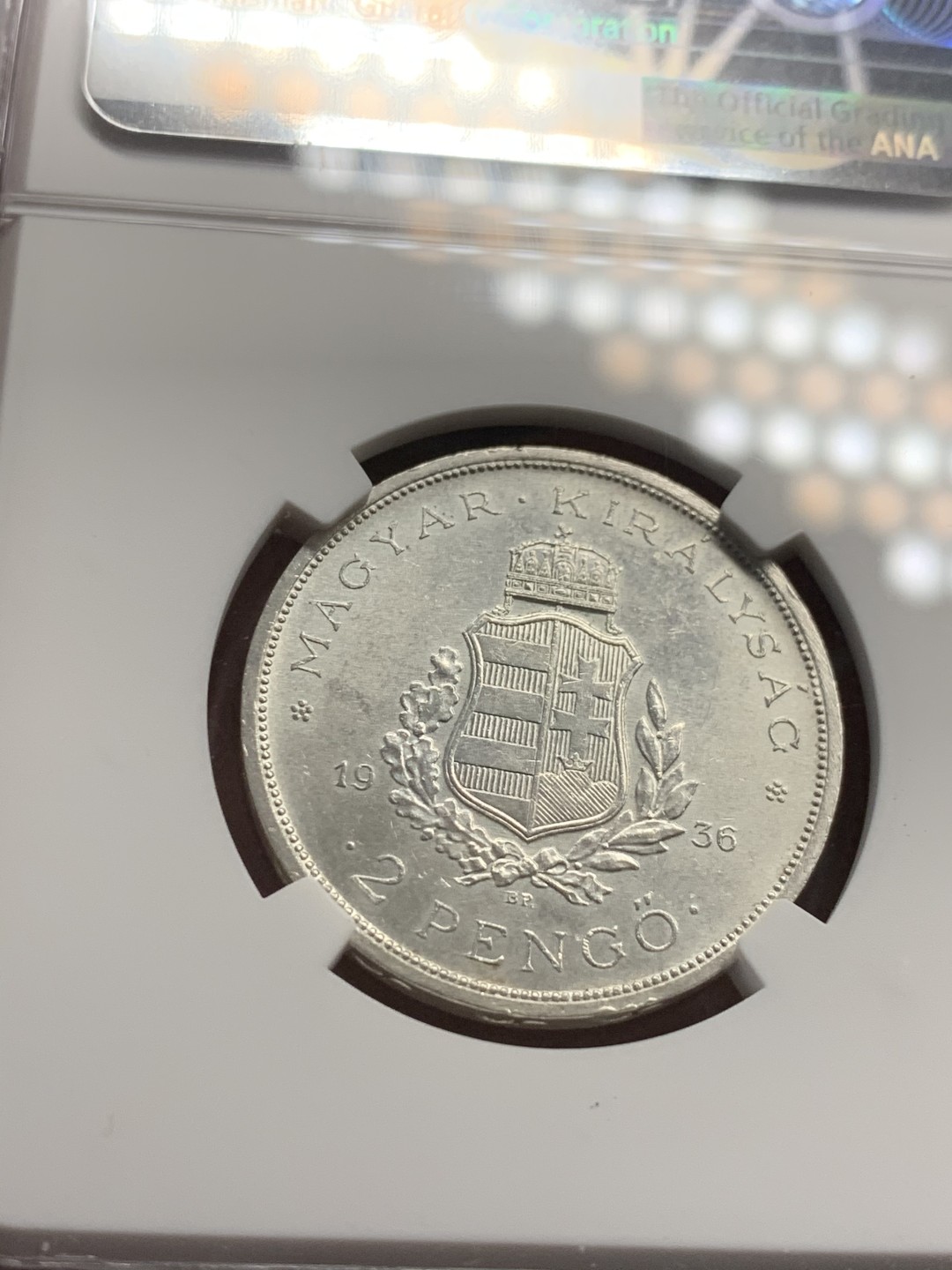 《竞宝斋》第39，40场-本周日，周一2场连拍（全场顺丰包邮） NGC-UNC 匈牙利 1936年 50周年纪念 2潘果 银币 原光好品 看不出洗过