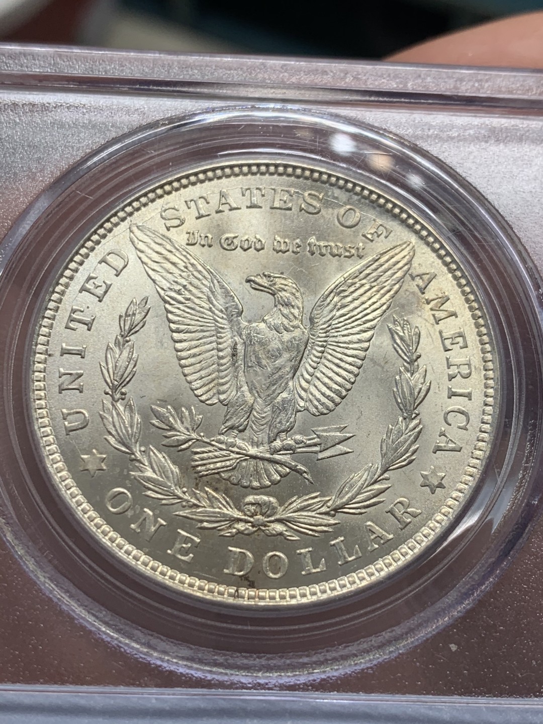 《竞宝斋》第39，40场-本周日，周一2场连拍（全场顺丰包邮） PCGS MS63 美国 1921年 摩根银元 早期老盒