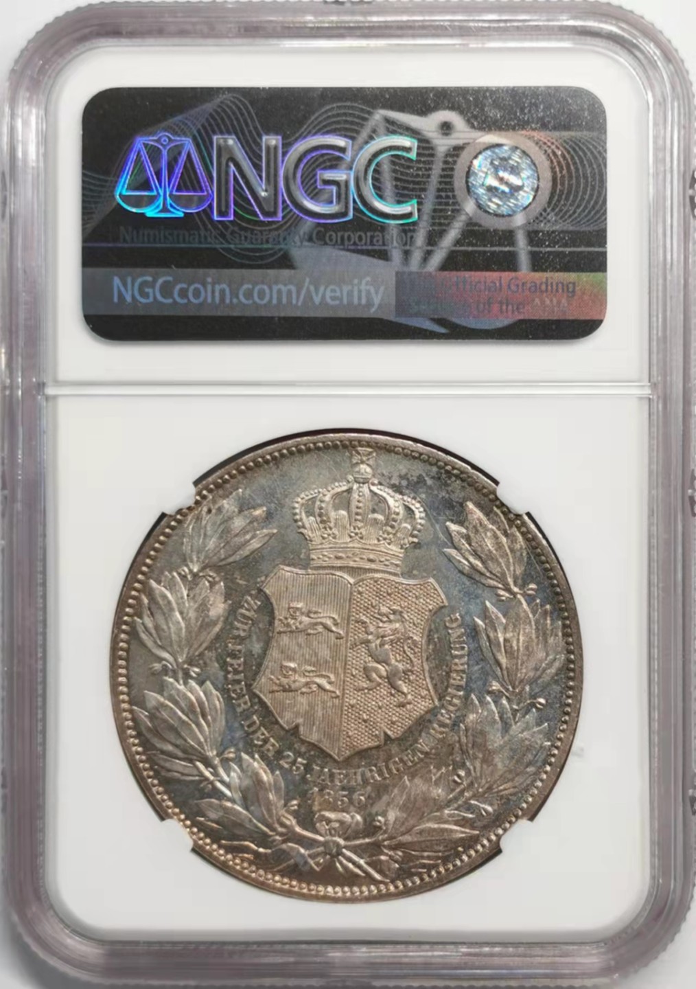 凡希社世界钱币微拍第一百九十二期 荐！1856布伦瑞克沃芬布特2泰勒大银NGC-MS61钢蓝色包浆！