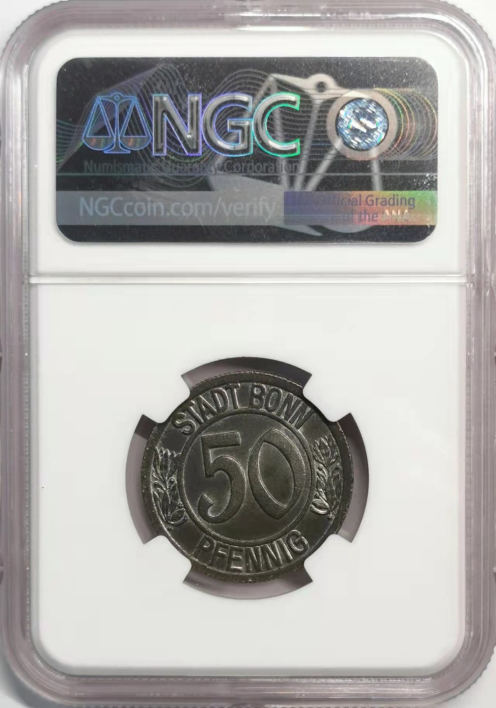 凡希社世界钱币微拍第一百九十二期 1920德紧波恩贝多芬50芬尼代用币NGC-MS62