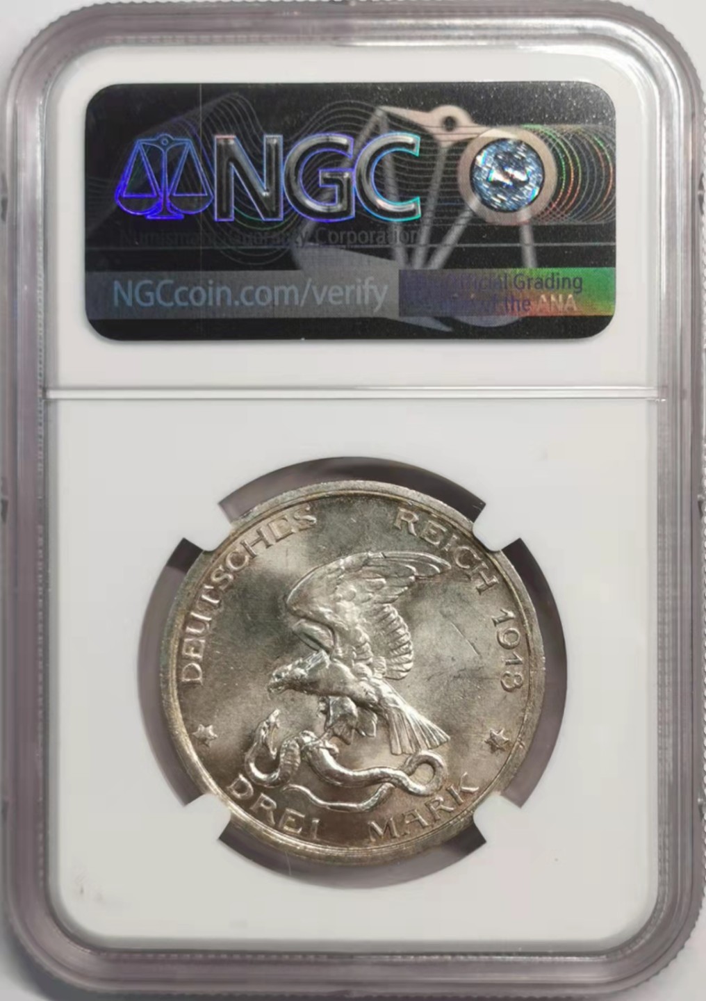 凡希社世界钱币微拍第一百九十二期 1913普鲁士击败拿破仑3马克银币NGC-MS64