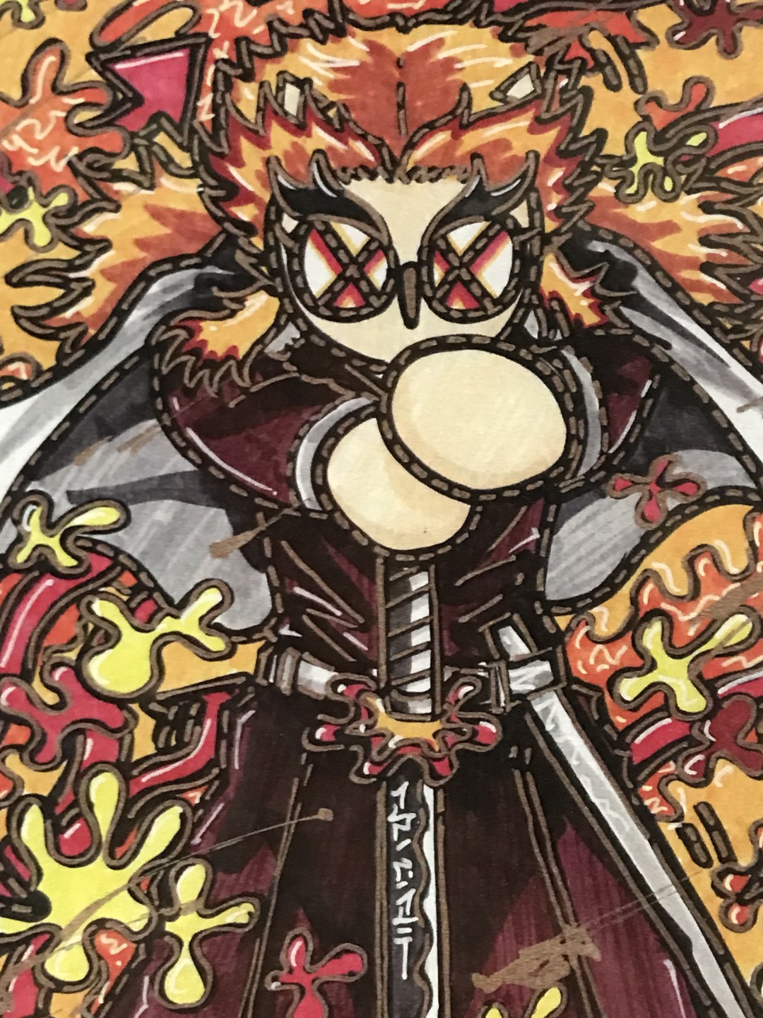 零元拍：歪歪亲笔签名 OWSON系列限量插画复制画《鬼灭之刃》，尺寸约22/22厘米，拍品不含镜框