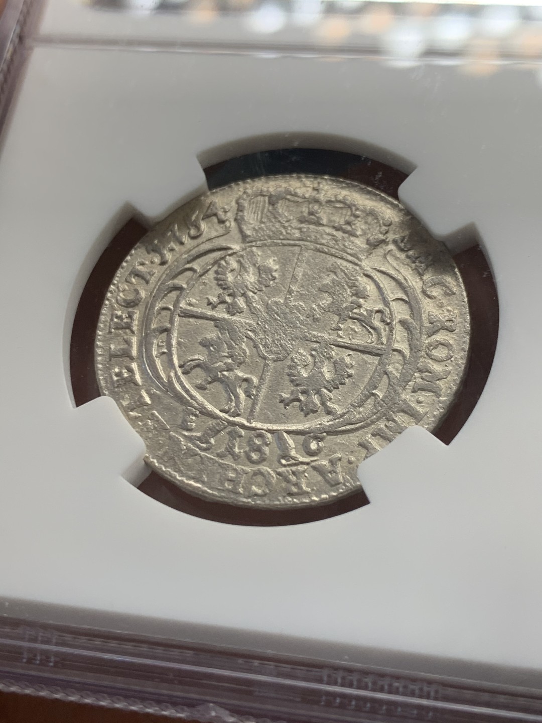 《竞宝斋》第39，40场-本周日，周一2场连拍（全场顺丰包邮） NGC-MS63 波兰 1754年 奥古斯托三世 18G 银币 顶级品相 稀少品种