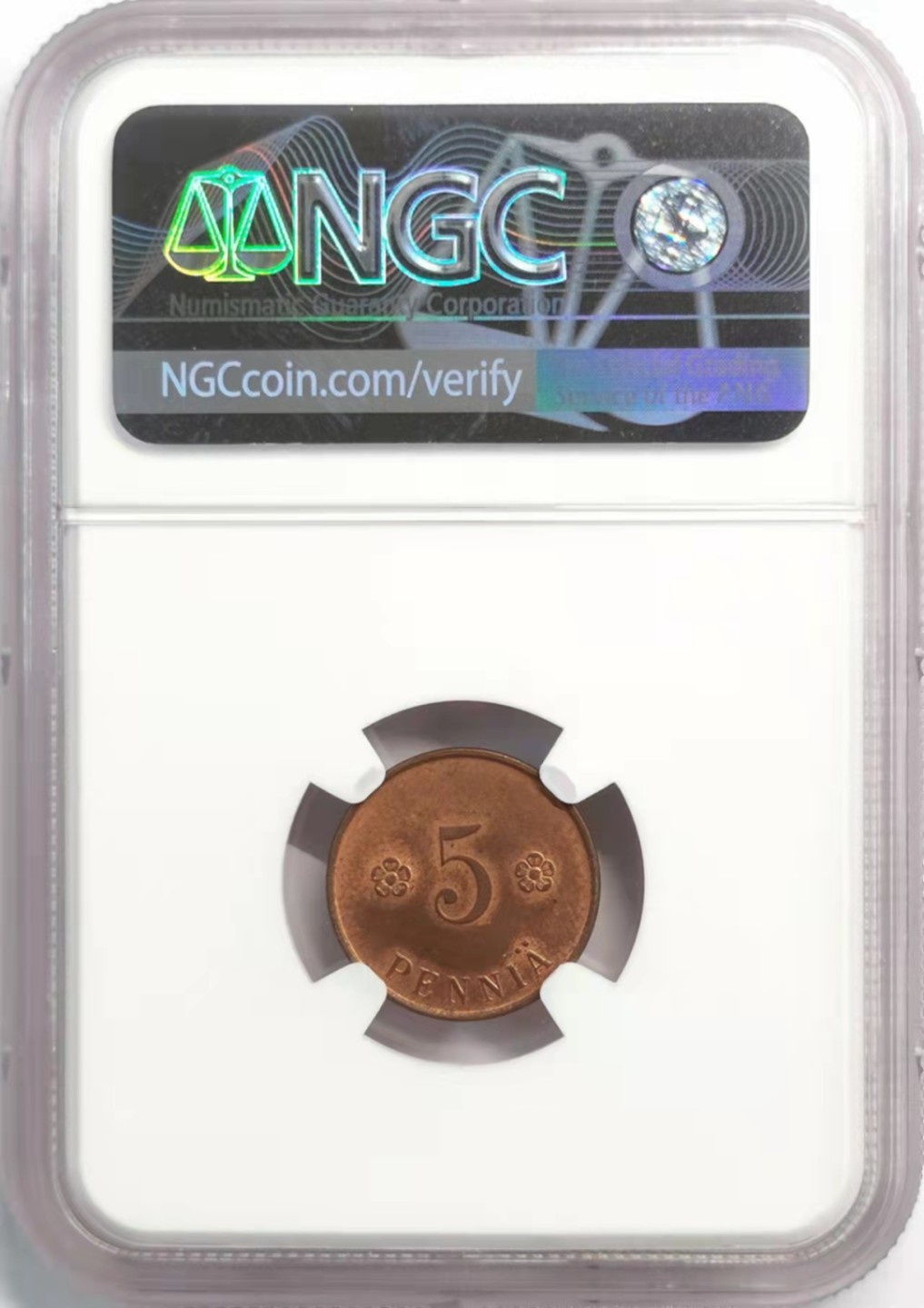 凡希社世界钱币微拍第一百九十二期 荐！1918芬兰内战小喇叭5芬尼NGC-MS64