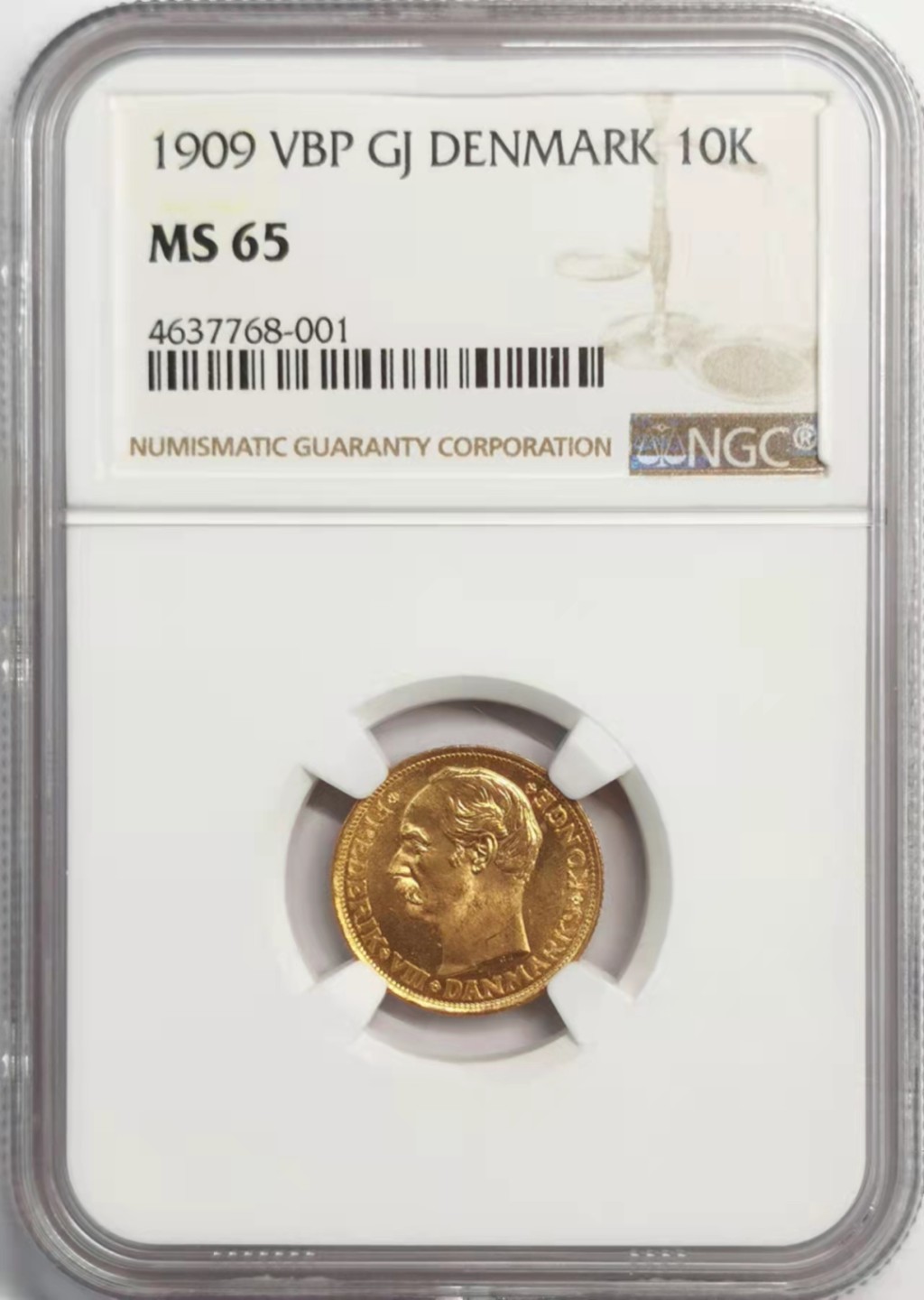 凡希社世界钱币微拍第一百九十二期 1909丹麦10克朗金币PCGS-MS65