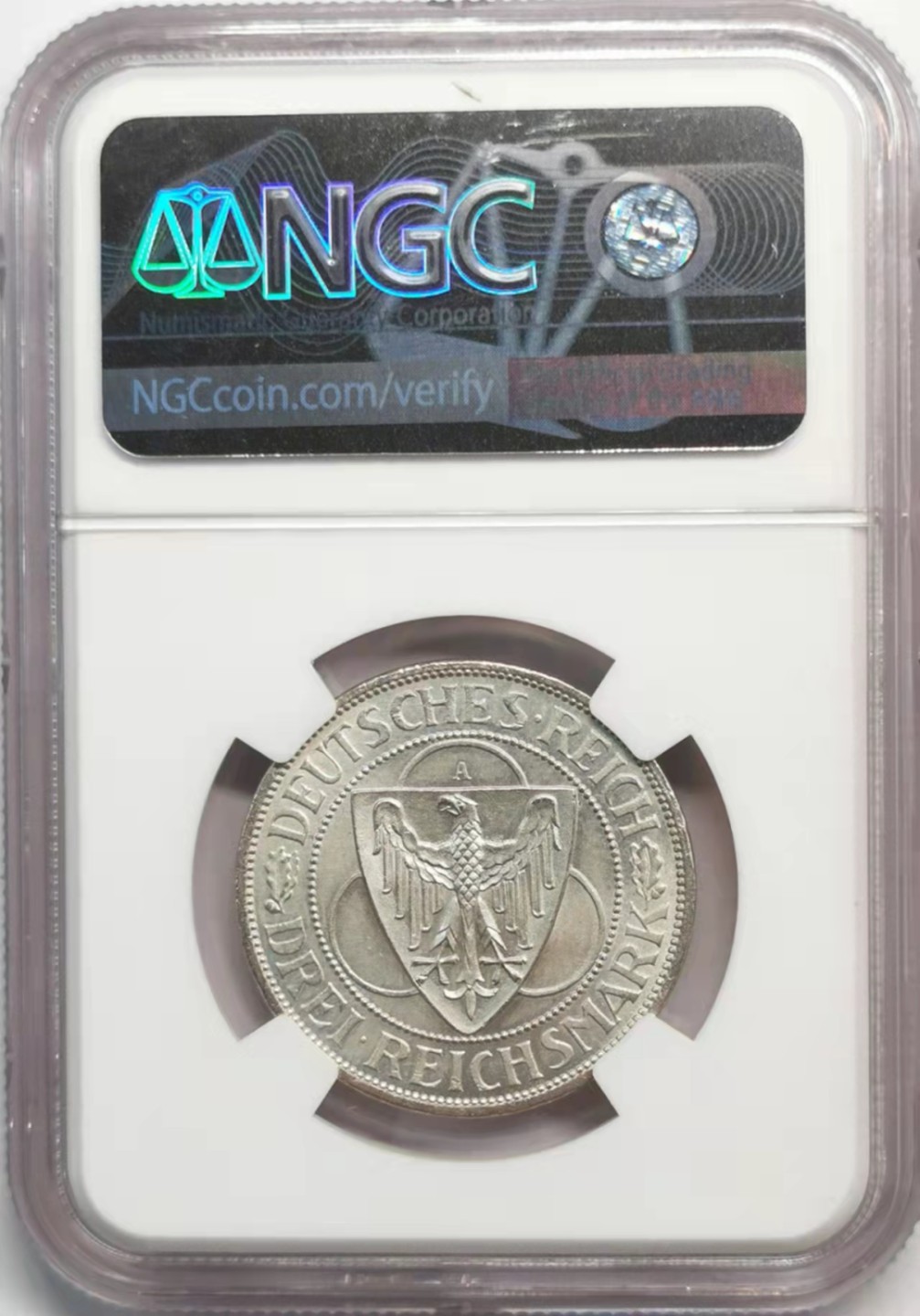 凡希社世界钱币微拍第一百九十二期 1930魏玛莱茵兰解放纪念3马克银币NGC-MS62