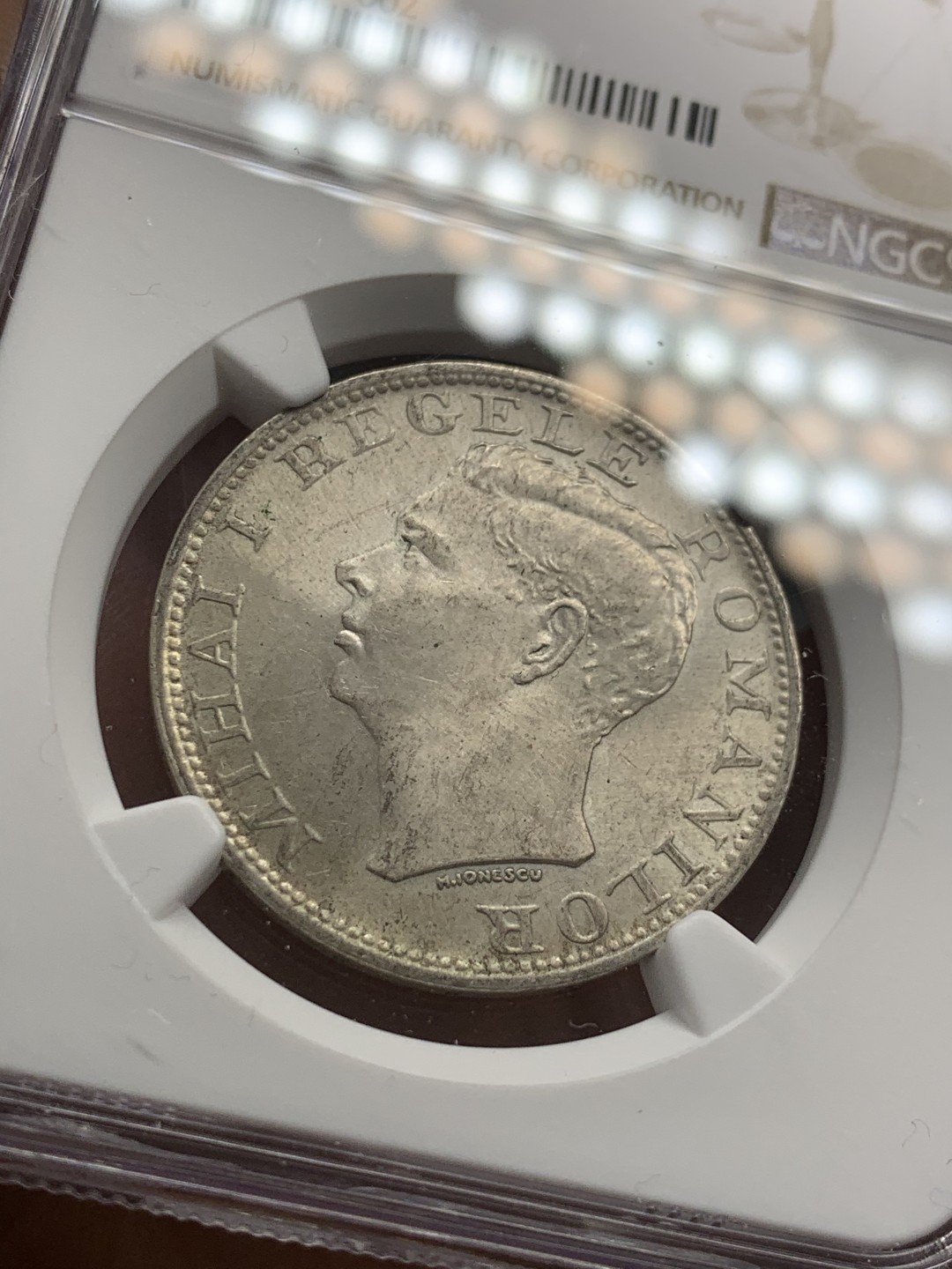 《竞宝斋》第39，40场-本周日，周一2场连拍（全场顺丰包邮） NGC-UNC 罗马尼亚 1944年 500列伊 原光银币 很漂亮的粉光 看不出哪里洗了