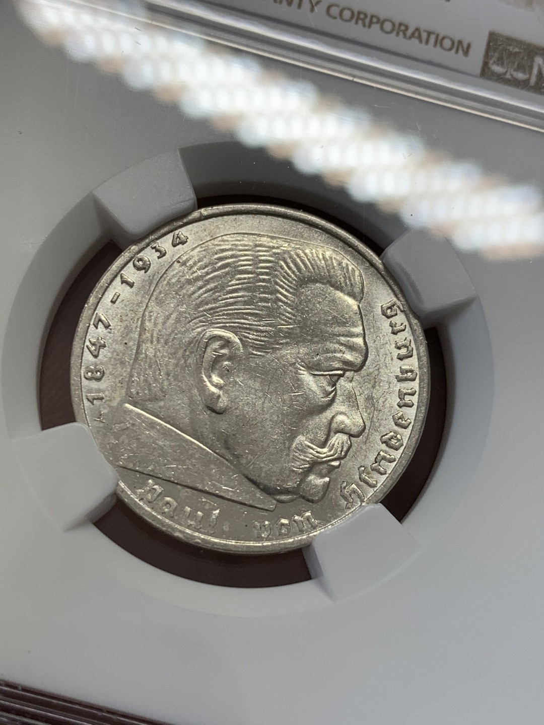 《竞宝斋》第39，40场-本周日，周一2场连拍（全场顺丰包邮） NGC 评级 德国 1939年 兴登堡 老鹰 2马克 银币