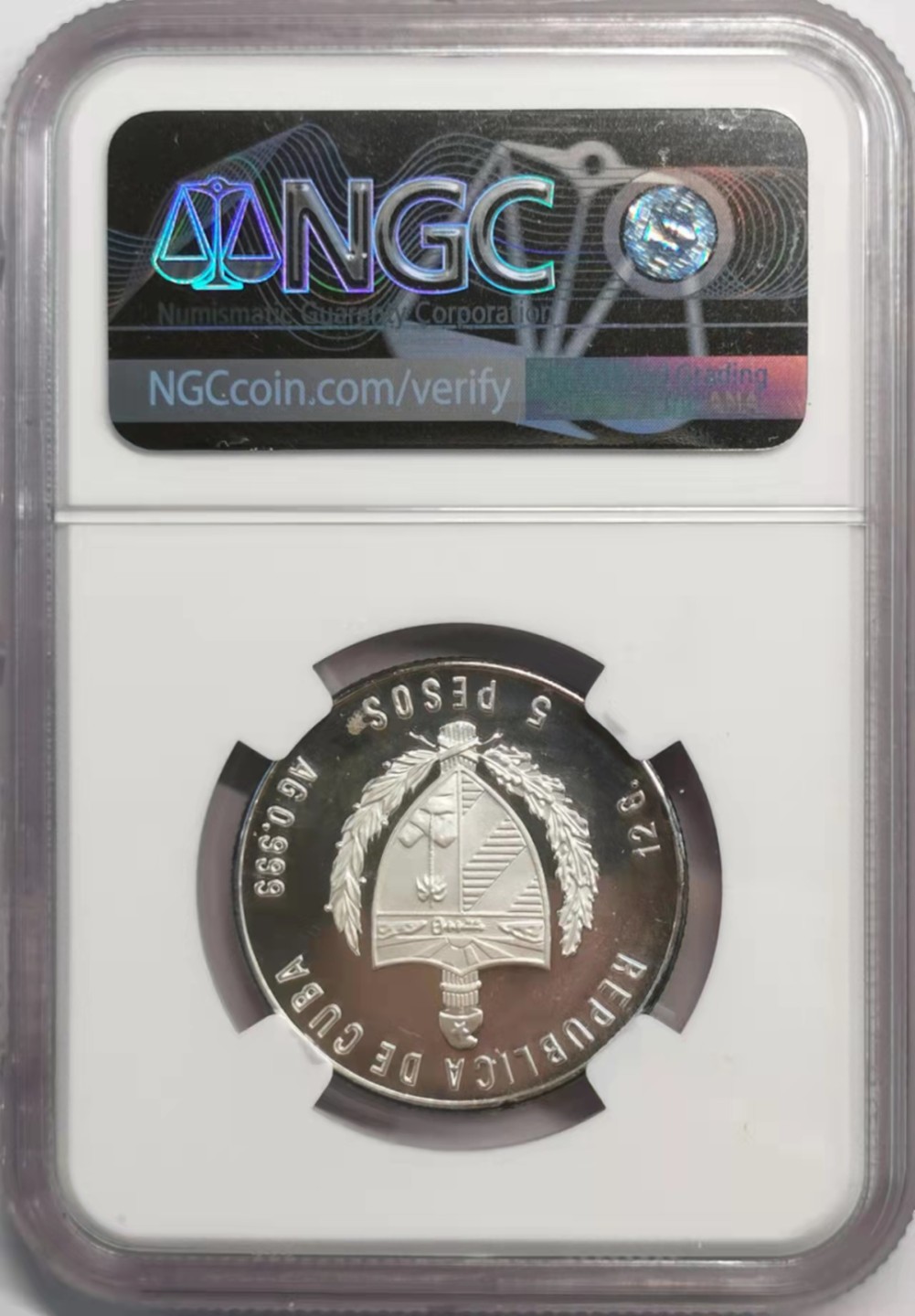 凡希社世界钱币微拍第一百九十二期 1982古巴海明威纪念5比索银币NGC-PF66UC