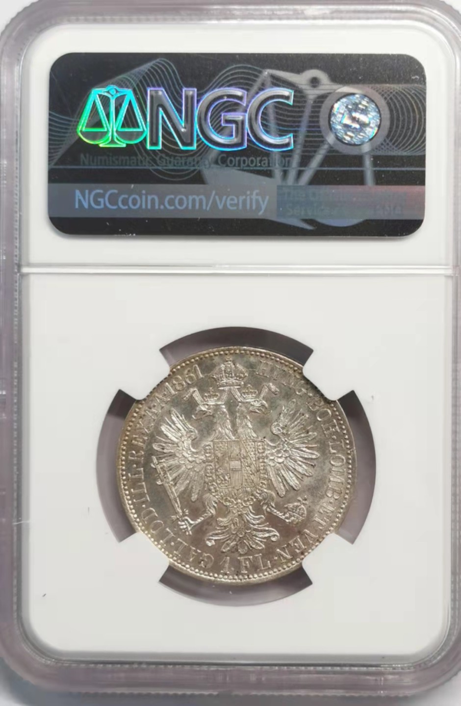 凡希社世界钱币微拍第一百九十二期 1861奥地利佛罗林银币NGC-MS61