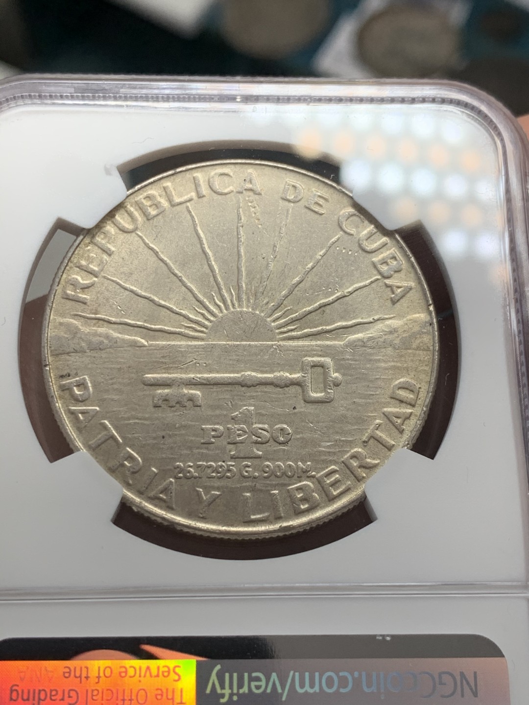 《竞宝斋》第39，40场-本周日，周一2场连拍（全场顺丰包邮） NGC-MS61 古巴 1953年 何塞马丁百年纪念 1比索 原光银币 热门品种