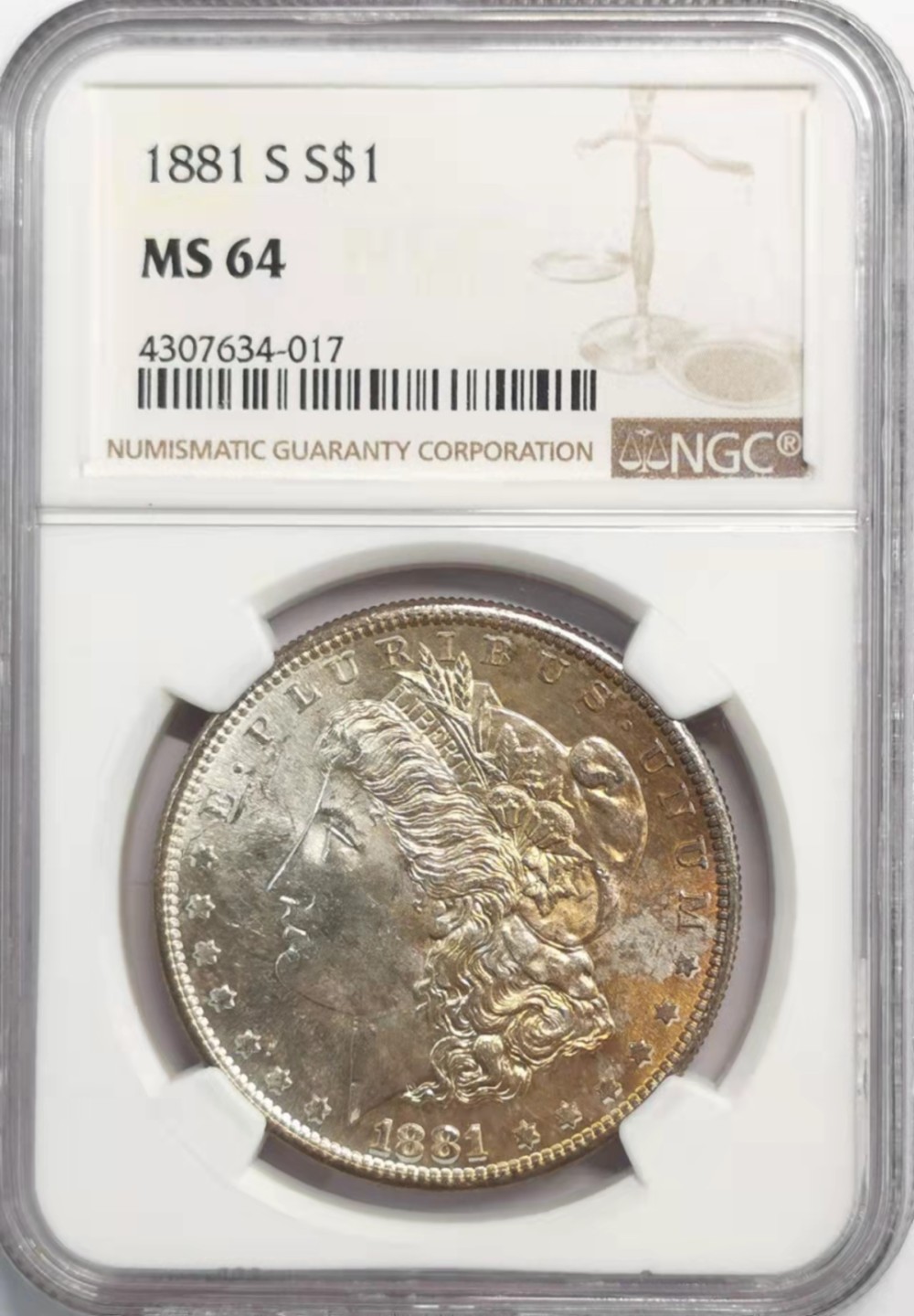 凡希社世界钱币微拍第一百九十二期 1881S美国摩根壹元NGC-MS64