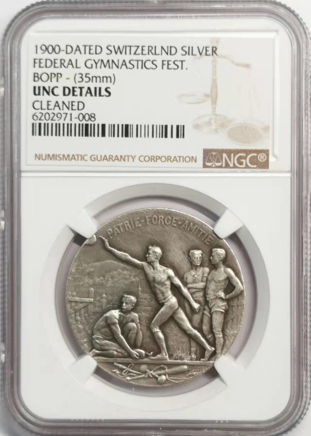 凡希社世界钱币微拍第一百九十二期 1900瑞士联邦体操节纪念银章NGC-UNCD