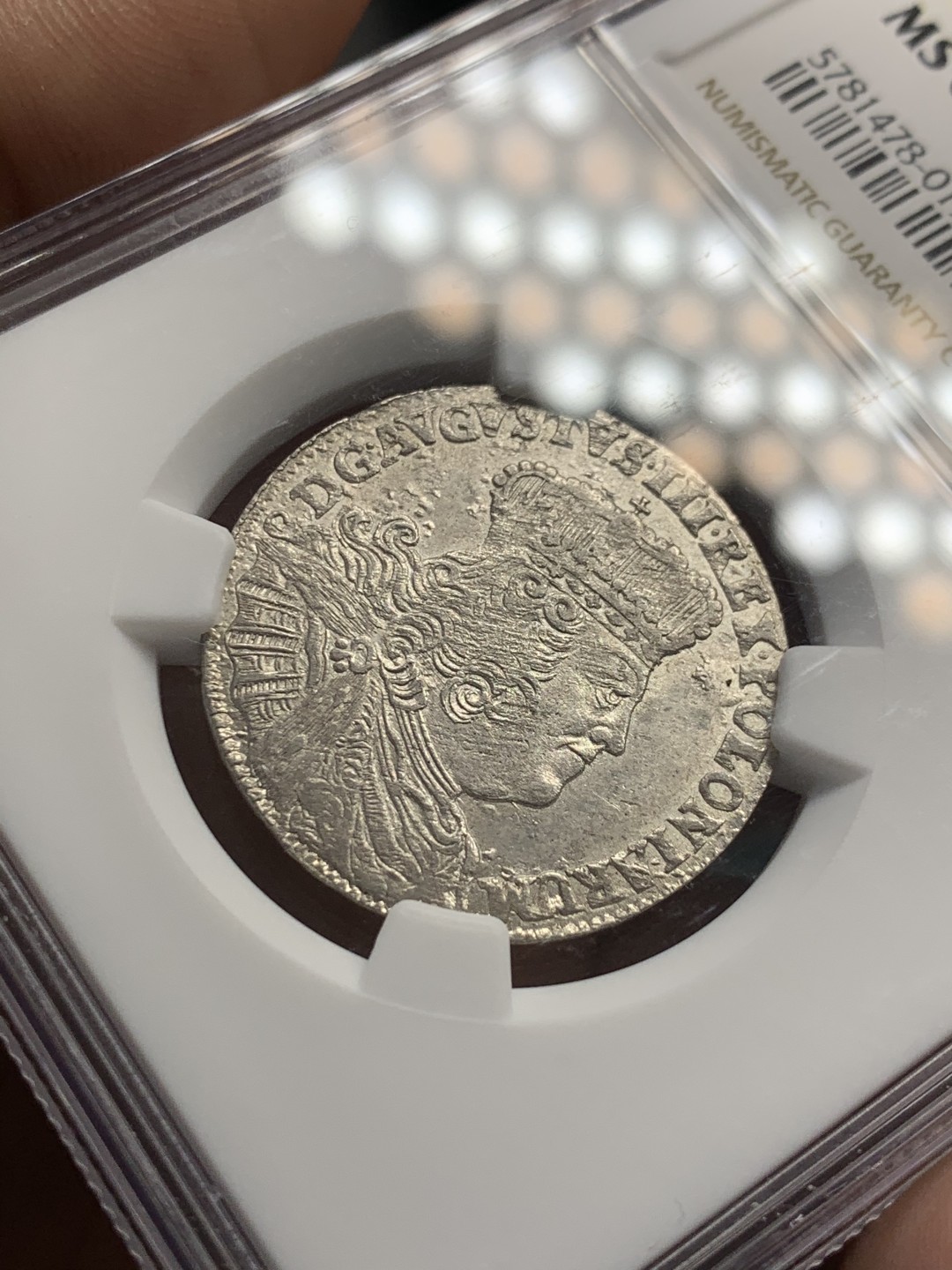 《竞宝斋》第39，40场-本周日，周一2场连拍（全场顺丰包邮） NGC-MS63 波兰 1754年 奥古斯托三世 18G 银币 顶级品相 稀少品种