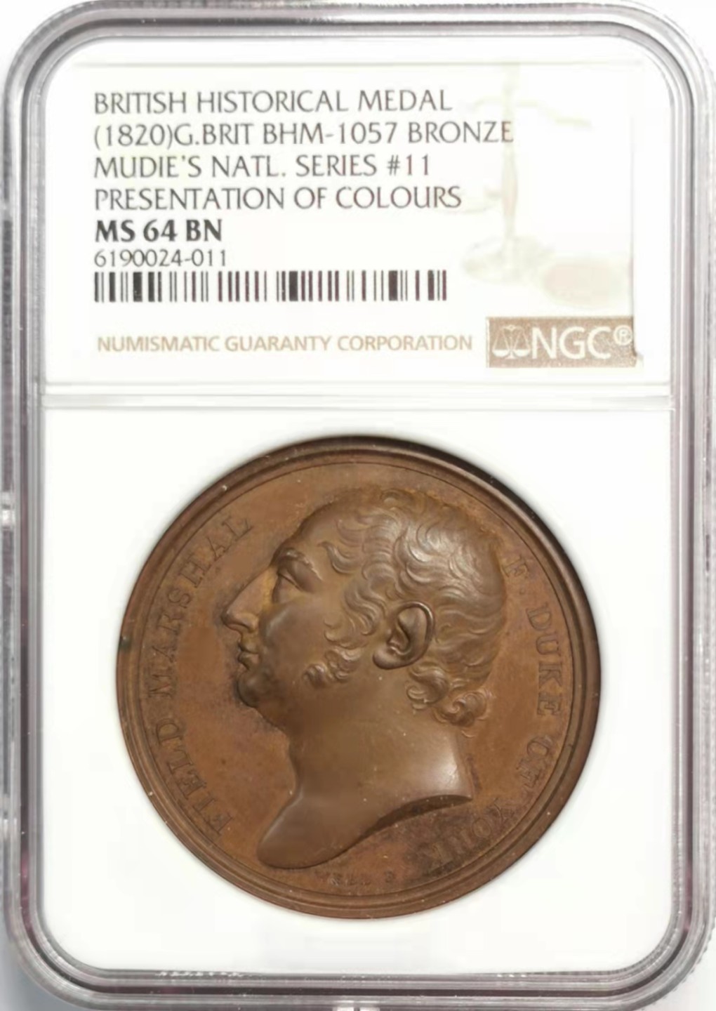 凡希社世界钱币微拍第一百九十二期 1820英国约克公爵纪念铜章NGC-MS64