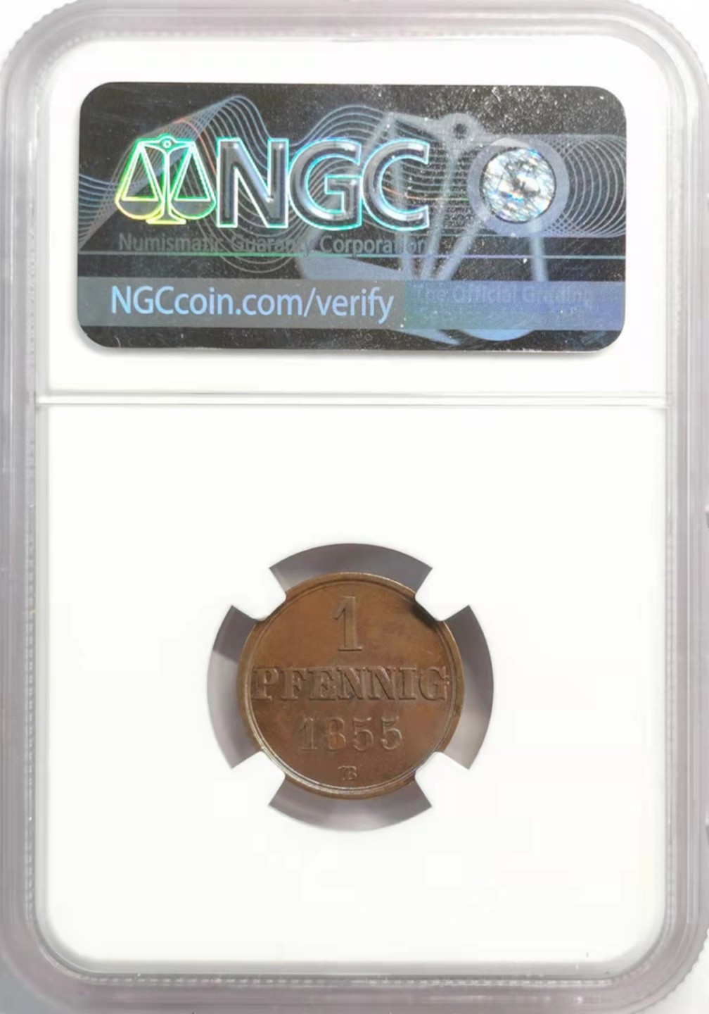 凡希社世界钱币微拍第一百九十二期 1855汉诺威芬尼铜币NGC-MS62