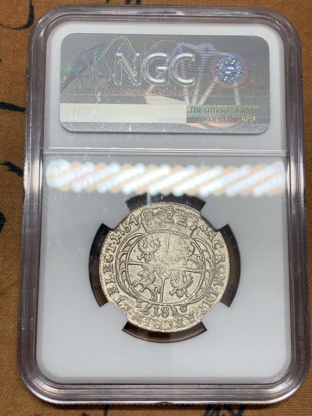 《竞宝斋》第39，40场-本周日，周一2场连拍（全场顺丰包邮） NGC-MS63 波兰 1754年 奥古斯托三世 18G 银币 顶级品相 稀少品种