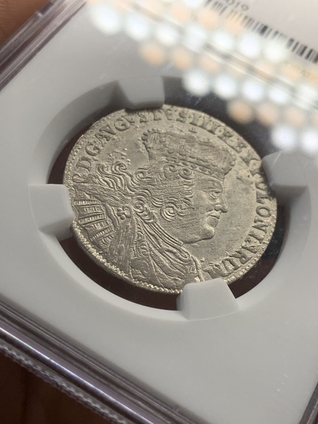 《竞宝斋》第39，40场-本周日，周一2场连拍（全场顺丰包邮） NGC-MS63 波兰 1754年 奥古斯托三世 18G 银币 顶级品相 稀少品种