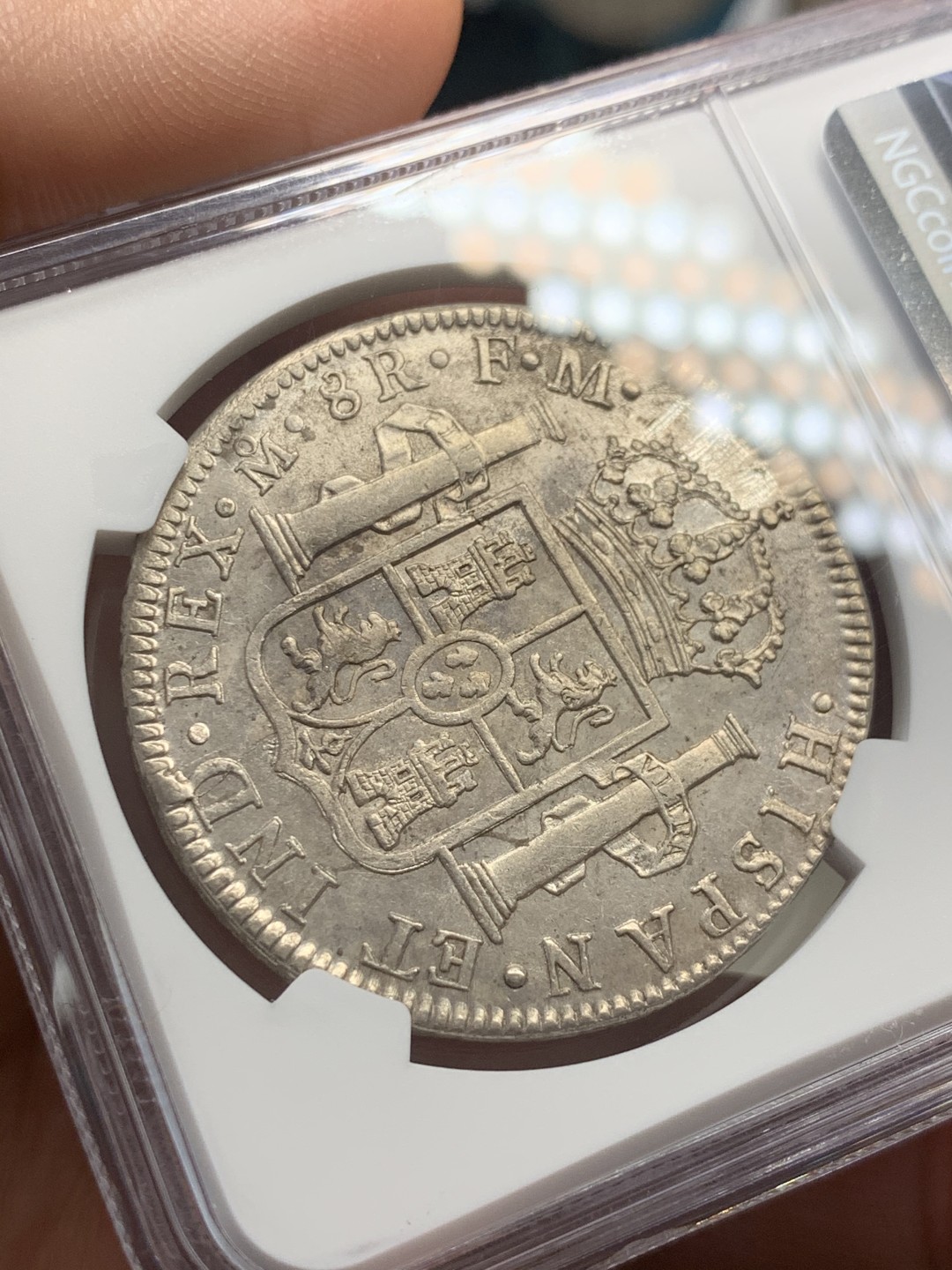 《竞宝斋》第39，40场-本周日，周一2场连拍（全场顺丰包邮） NGC-UNCD  1798  西属墨西哥 卡洛斯四世    8里亚尔  早期年份 原味原光  