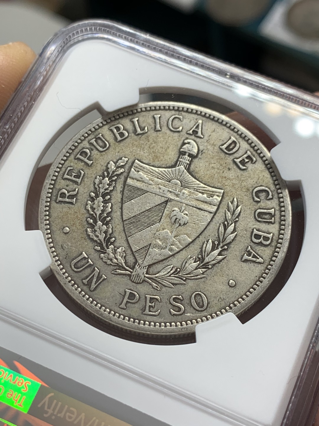 《竞宝斋》第39，40场-本周日，周一2场连拍（全场顺丰包邮） NGC-AU50 古巴 1934年 大五星 1比索 大银币 原味老包浆 非常舒服