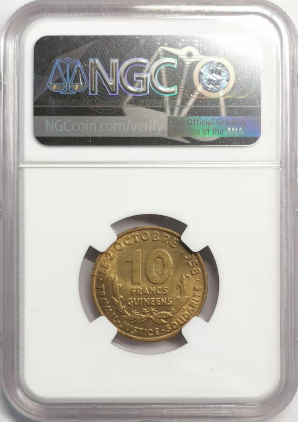 凡希社世界钱币微拍第一百九十二期 1959几内亚10法郎铜币NGC-MS64