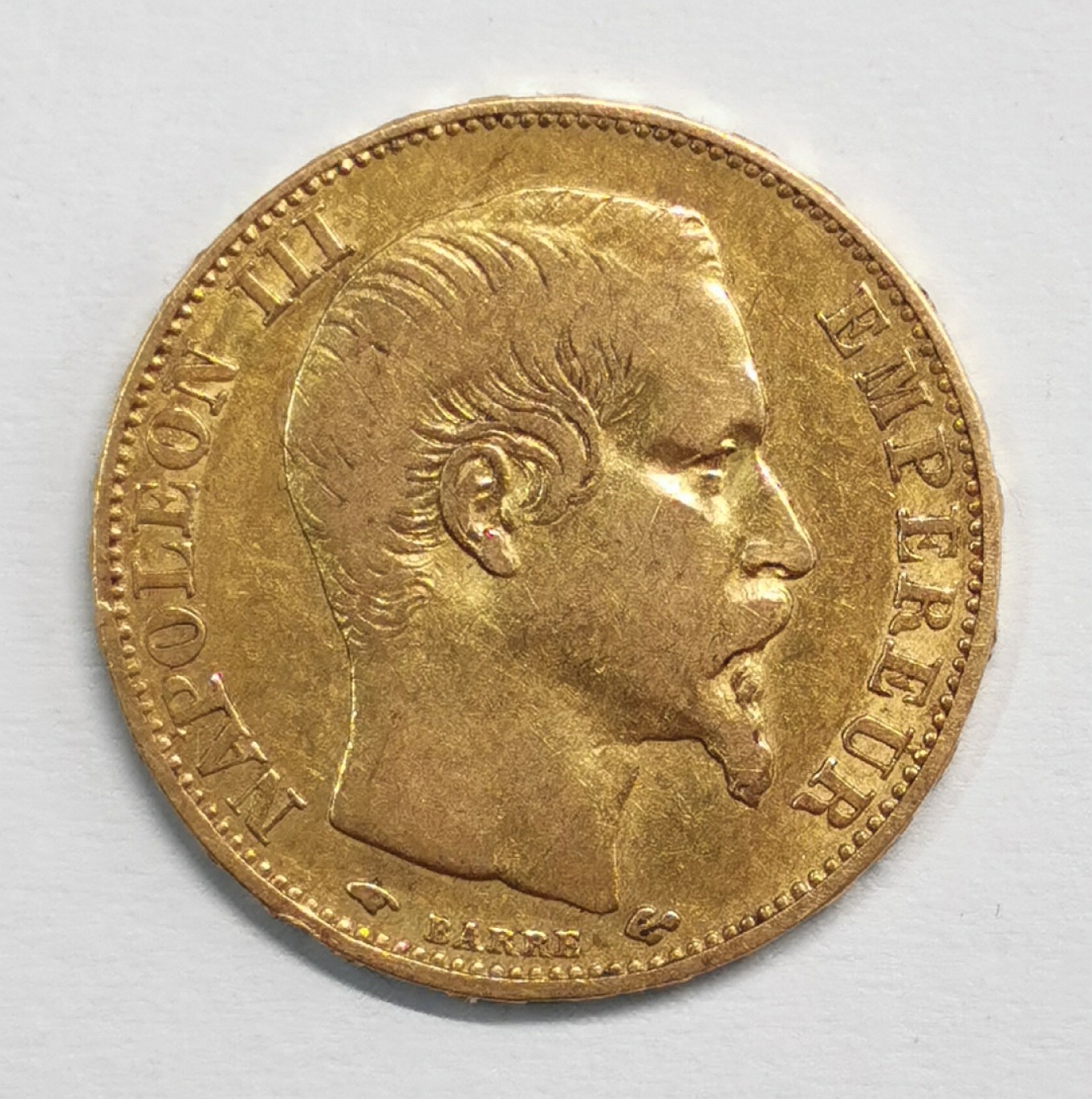 凡希社世界钱币微拍第一百九十二期 1859法国20法郎金币 美品 6.45g 900金