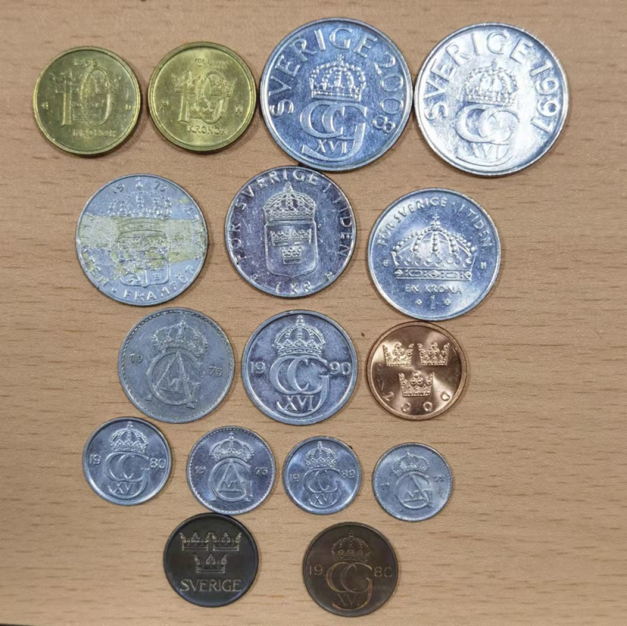 北京马甸外币专卖微拍第七十一期，非贵金属外国纪念币，流通币专场，陆续上新欢迎光临 瑞典流通币16枚／套